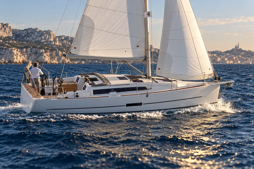 Dufour 360 Grand Large en Méditerranée près de Marseille