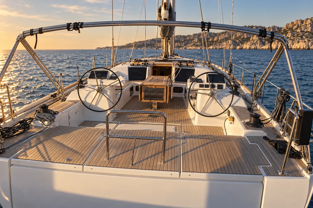 Dufour 56 : vue des aménagements en Méditerranée
