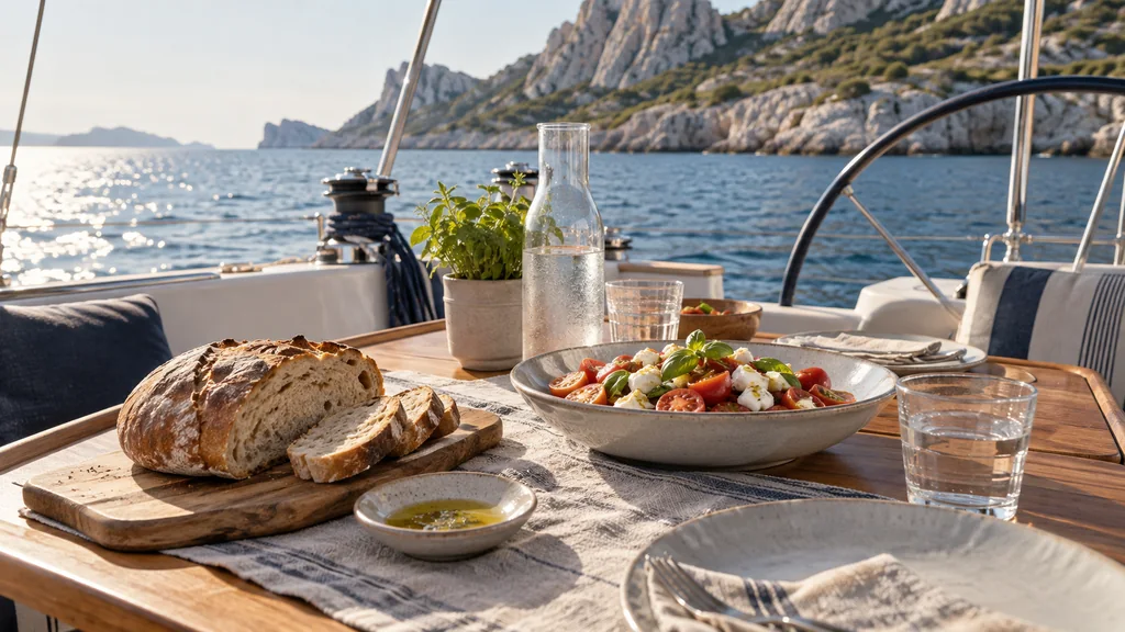 Mediterranean picnic of bread
